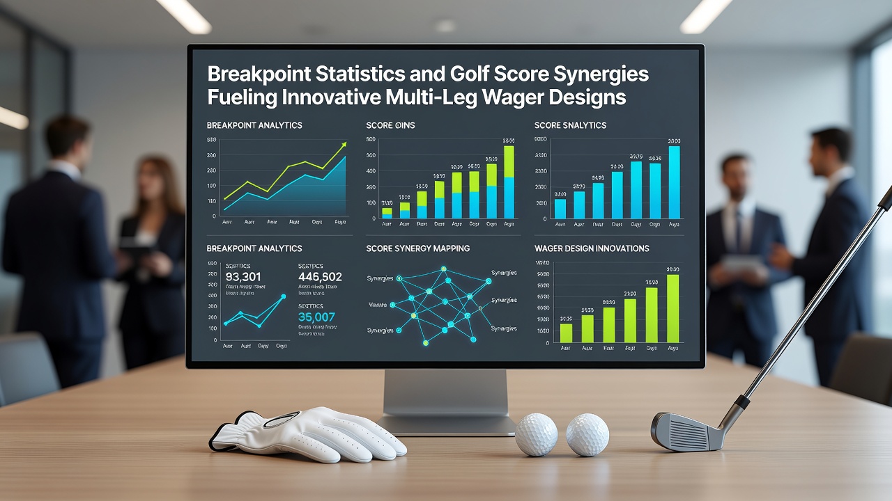 Split image showing a golfer lining up a putt next to a tennis scoreboard highlighting break point opportunities during a Grand Slam match