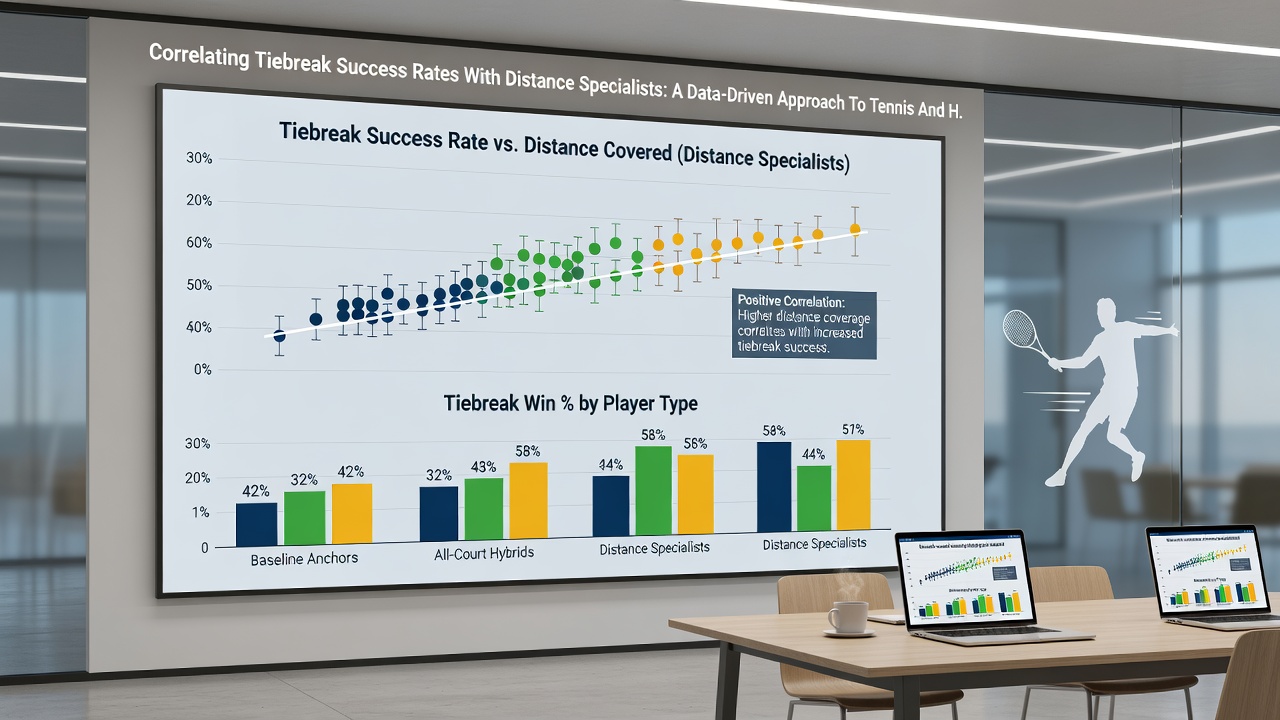 Data visualization charts comparing tennis tiebreak percentages with horse racing distance performance metrics