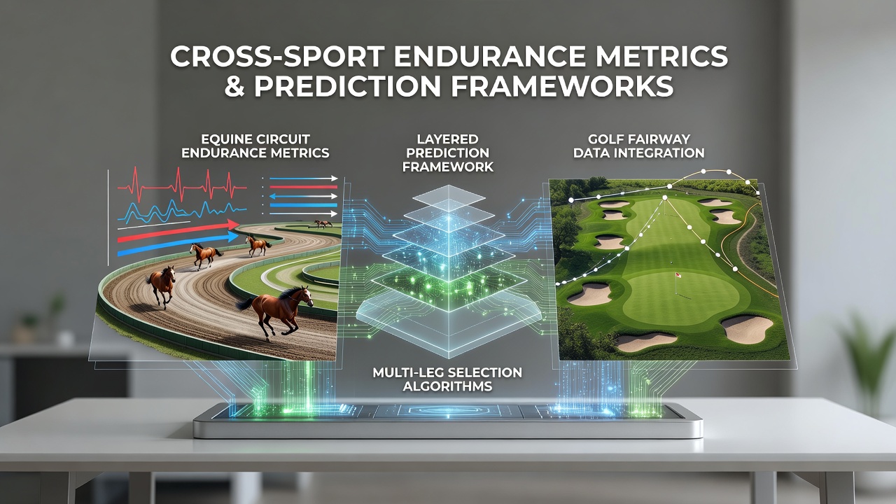 Visualization of cross-sport endurance metrics linking horse racing circuits with golf fairway data for prediction models