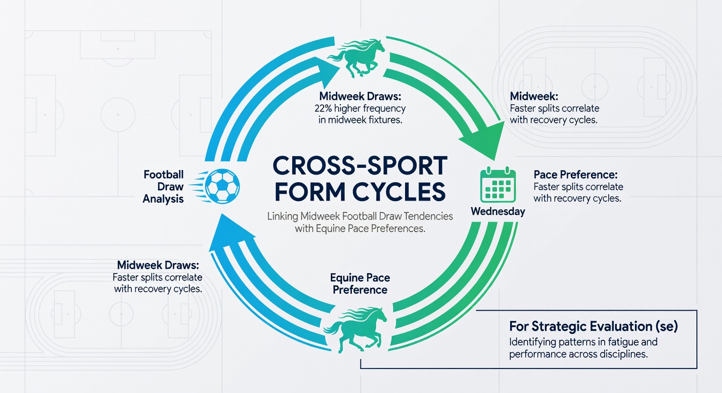 Infographic displaying sample weekly sequence where football draw indicators connect to horse pace profiles across multiple days