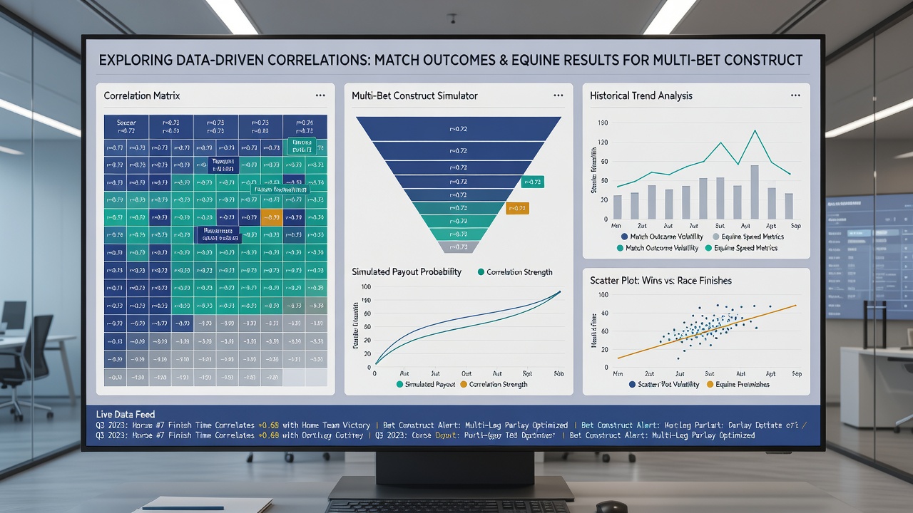 Detailed chart illustrating correlation coefficients between match outcome variables and equine result metrics over multiple racing and sporting seasons