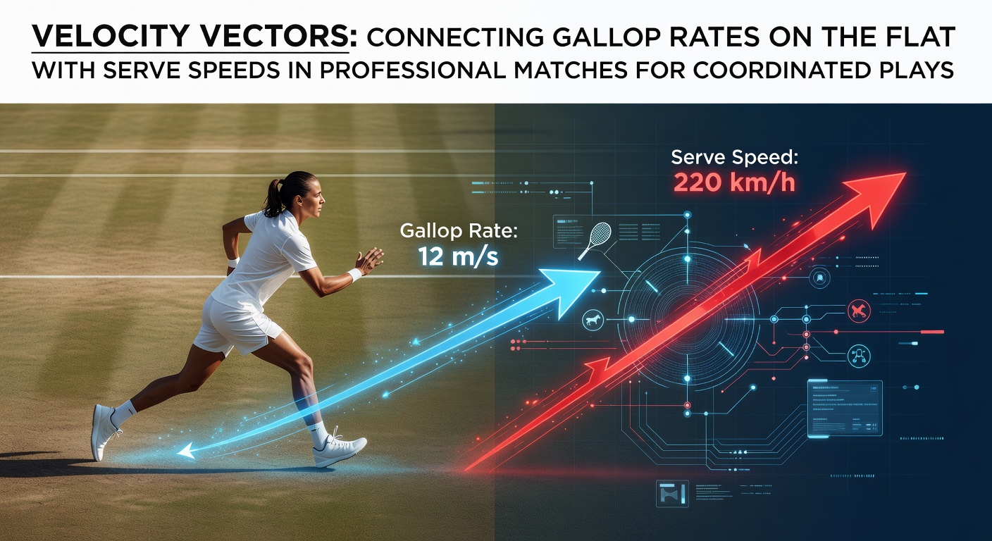 Analysis of velocity vectors linking horse gallop rates on flat tracks with tennis serve speeds in professional matches