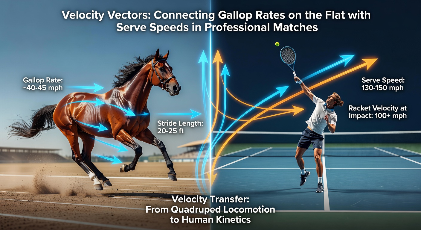 Data visualization showing correlations between equine gallop velocities and professional tennis serve speeds