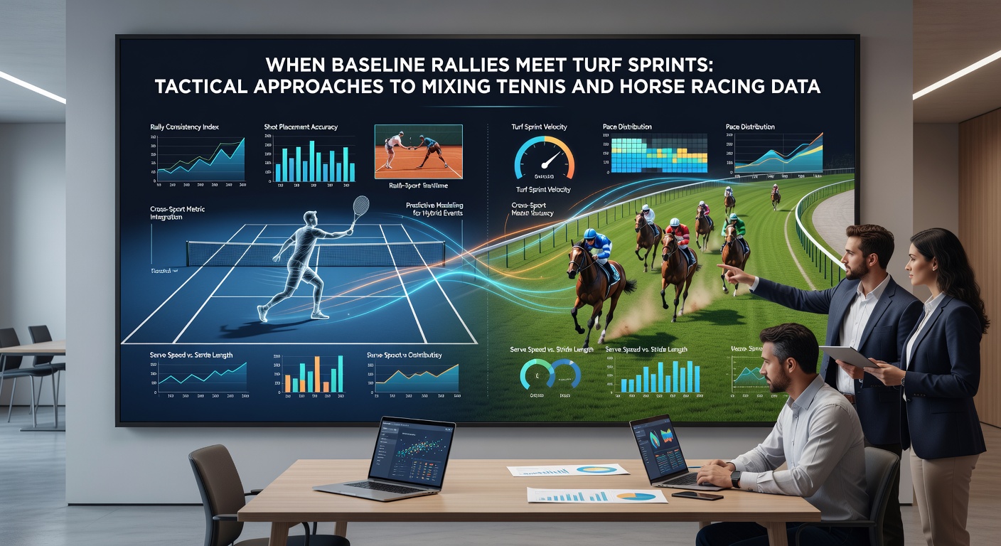 Data visualization charts showing tennis rally statistics merged with horse racing sprint metrics