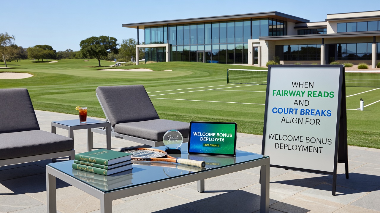 Betting platform interface showing golf and tennis accumulator options with active welcome bonus